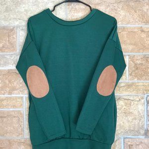 Long Sleeve Elbow Patch Pullover Tunic Sweatshirt